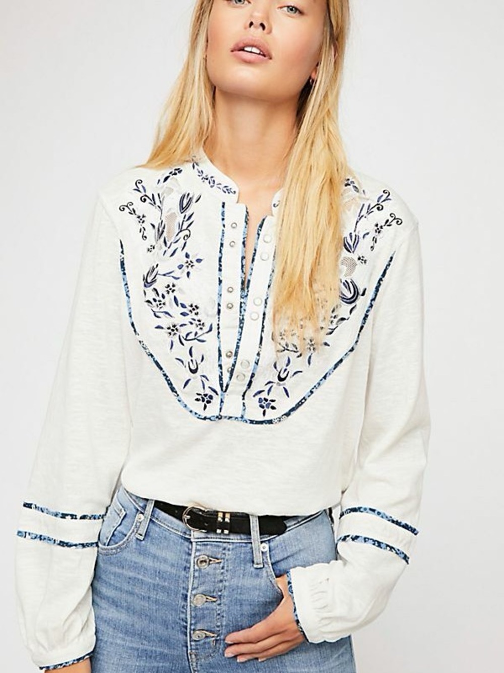 Free People Sundance Kid Henley Blouse